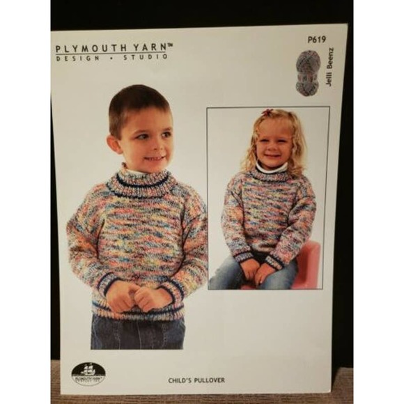 New Plymouth Yarn P619 Jelli Beenz Child's Pullover Sweater Knitting Pattern - Picture 2 of 3